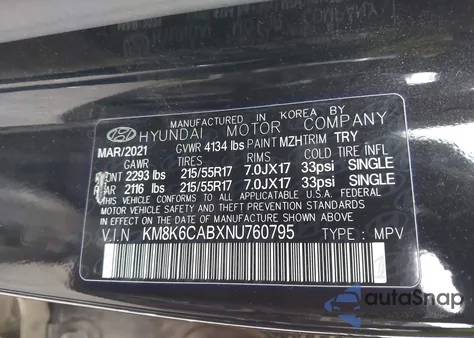 2022 Hyundai Kona Sel from USA, damaged, VIN KM8K6CABXNU760795